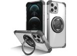 Custodia Per Iphone 12 Pro Max Supporto Ad Anello Magnetico, Supporto, Compatibile Con Magsafe, Protezione Militare, Custodia Trasparente Nera