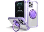 Custodia Per Iphone 12 Pro Max Supporto Ad Anello Magnetico, Supporto, Compatibile Con Magsafe, Protezione Militare, Custodia Trasparente Viola