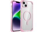 Custodia Magnetica Per Iphone 15 Compatibile Con Magsafe, Antiurto, Protezione Militare Trasparente Rosa