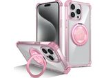 Custodia Per Iphone 13 Pro Max Supporto Ad Anello Magnetico, Supporto, Compatibile Con Magsafe, Protezione Militare, Custodia Trasparente Rosa