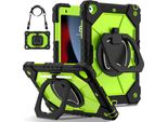 Custodia Per Ipad 9Th Gen/ 8Th Gen/ 7Th Gen, Ipad 10,2" 2021/2020/2019, Resistente Custodia Protettiva Portatile Con Supporto, Cinghia A Mano E Tracolla Nero Verde"
