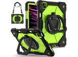 Custodia Per Ipad Air 5 /Air 4 /Ipad Pro 11 2022/2021/2020/2018, Ipad 10,9" Air 5Th/4Th Gen, Resistente Custodia Protettiva Portatile Con Supporto, Cinghia A Mano E Tracolla Nero Verde"