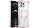 Custodia Magnetica Per Iphone 12 Pro Max Compatibile Con Magsafe, Antiurto, Protezione Militare Trasparente Rosa