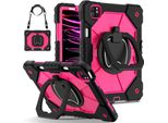 Custodia Per Ipad Air 5 /Air 4 /Ipad Pro 11 2022/2021/2020/2018, Ipad 10.9" Air 5Th/4Th Gen, Resistente Custodia Protettiva Portatile Con Supporto, Cinghia A Mano E Tracolla Nero Rosa"