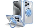 Custodia Per Iphone 13 Pro Max Supporto Ad Anello Magnetico, Supporto, Compatibile Con Magsafe, Protezione Militare, Custodia Trasparente Blu