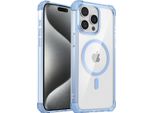 Custodia Magnetica Per Iphone 15 Pro Max Compatibile Con Magsafe, Antiurto, Protezione Militare Custodia Trasparente Blu
