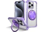 Custodia Per Iphone 15 Pro Supporto Magnetico Ad Anello Compatibile Con Magsafe Protezione Militare Custodia Trasparente Viola