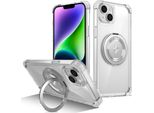 Custodia Per Iphone 13 / Iphone 14 Supporto Ad Anello Magnetico, Supporto, Compatibile Magsafe, Protezione Militare, Custodia Trasparente Trasparente