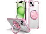Custodia Per Iphone 15 Supporto Magnetico Ad Anello, Supporto, Compatibile Magsafe, Protezione Militare, Custodia Trasparente Rosa