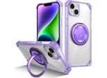 Custodia Per Iphone 13 / Iphone 14 Supporto Ad Anello Magnetico Compatibile Con Magsafe Protezione Militare Custodia Trasparente Viola
