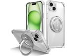 Custodia Per Iphone 15 Supporto Ad Anello Magnetico, Supporto, Compatibile Con Magsafe, Protezione Militare, Custodia Trasparente Trasparente