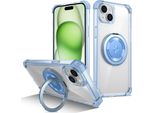 Custodia Per Iphone 15 Supporto Ad Anello Magnetico, Supporto, Compatibile Con Magsafe, Protezione Militare, Custodia Trasparente Blu