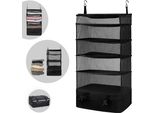 Organizzatore Pensile Da Campeggio Con 6 Tasche, Scaffale Pensile Pieghevole Nero Con Ganci, Organizzatore Pensile Per Armadietto Camper Da Viaggio, 82X44X30Cm