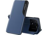 Custodia Flip Per Xiaomi Poco X6 Pro /Redmi K70E, Custodia In Finto Cuoio Con Finestra E Funzione Stand Blu