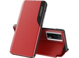 Custodia Flip Per Xiaomi Poco F5 Pro/Redmi K60/K60 Pro, Custodia In Finto Cuoio Con Finestra E Funzione Stand Rosso