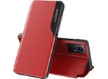 Custodia Flip Per Xiaomi Redmi Note 12S, Custodia In Finto Cuoio Con Finestra E Funzione Stand Rosso