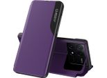 Custodia Flip Per Xiaomi Poco X6 Pro /Redmi K70E, Custodia In Finto Cuoio Con Finestra E Funzione Stand Viola