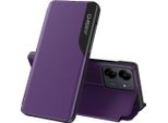 Custodia Flip Per Xiaomi Redmi 13C /Poco C65, Custodia In Finto Cuoio Con Finestra E Funzione Stand Viola