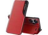Custodia Flip Per Xiaomi Redmi Note 13 Pro+, Custodia In Finto Cuoio Con Finestra E Funzione Stand Rosso
