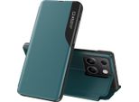 Custodia Flip Per Xiaomi Redmi Note 13 4G, Custodia In Finto Cuoio Con Finestra E Funzione Stand Verde