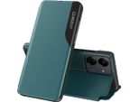 Custodia Flip Per Xiaomi Redmi 13C /Poco C65, Custodia In Finto Cuoio Con Finestra E Funzione Stand Verde