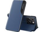 Custodia Flip Per Xiaomi Redmi Note 13 4G, Custodia In Finto Cuoio Con Finestra E Funzione Stand Blu