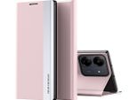 Custodia Per Xiaomi Redmi 13C /Poco C65 Finto Cuoio Flip Cover Protettiva Con Stand Rosa