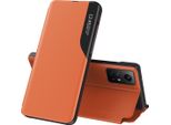 Custodia Flip Per Xiaomi Redmi Note 12S, Custodia In Finto Cuoio Con Finestra E Funzione Stand Arancione