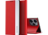 Custodia Per Xiaomi Redmi 12 /Poco M6 Pro 5G Custodia Protettiva Flip Cover In Finto Cuoio Con Funzione Stand Rosso