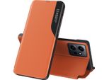 Custodia Flip Per Xiaomi Redmi Note 12 4G, Custodia In Finto Cuoio Con Finestra E Funzione Stand Arancione