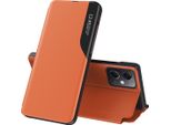 Custodia Flip Per Xiaomi Poco X5 /Redmi Note 12 5G, Custodia In Finto Cuoio Con Finestra E Funzione Stand Arancione