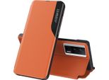 Custodia Flip Per Xiaomi Poco F5 Pro/Redmi K60/K60 Pro, Custodia In Finto Cuoio Con Finestra E Funzione Stand Arancione