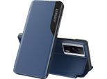 Custodia Flip Per Xiaomi Poco F5 Pro/Redmi K60/K60 Pro, Custodia In Finto Cuoio Con Finestra E Funzione Stand Blu