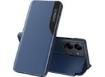 Custodia Flip Per Xiaomi Redmi 13C /Poco C65, Custodia In Finto Cuoio Con Finestra E Funzione Stand Blu