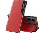 Custodia Flip Per Xiaomi Redmi 13C /Poco C65, Custodia In Finto Cuoio Con Finestra E Funzione Stand Rosso