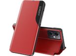 Custodia Flip Per Xiaomi Poco X5 /Redmi Note 12 5G, Custodia In Finto Cuoio Con Finestra E Funzione Stand Rosso