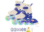 Pattini In Linea Per Bambini, Regolabile 5 Dimensioni Pattini A Rotelle In Linea Quad Con Ruote Luminose Per Ragazze Ragazzi, Blu, S: 27-32 Eu