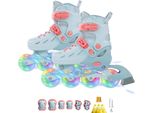 Pattini In Linea Per Bambini, Regolabile 5 Dimensioni Pattini A Rotelle In Linea Quad Con Ruote Luminose Per Ragazze Ragazzi, Luce Blu / Arancio, S: 27-32 Eu