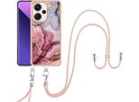 Custodia Con Cinturino Per Xiaomi Redmi Note 13 Pro+ 5G, Paraurti In Tpu A Fantasia, Custodia Protettiva Con Cinturino Regolabile Oro Rosa