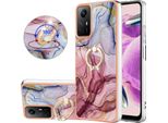 Custodia Per Xiaomi Redmi Note 12S, Custodia Protettiva In Silicone Tpu A Fantasia Con Supporto Ad Anello Oro Rosa