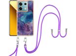 Custodia Con Cinturino Per Xiaomi Redmi Note 13 5G, Paraurti In Tpu A Fantasia, Custodia Protettiva Con Cinturino Regolabile Blu Scuro