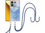 Custodia Con Cinturino Per Xiaomi Redmi Note 13 5G, Paraurti In Tpu A Fantasia, Custodia Protettiva Con Cinturino Regolabile Azzurro