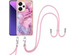 Custodia Con Cinturino Per Xiaomi Redmi Note 13 Pro+ 5G, Paraurti In Tpu A Fantasia, Custodia Protettiva Con Cinturino Regolabile Rosa