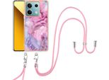 Custodia Con Cinturino Per Xiaomi Redmi Note 13 5G, Paraurti In Tpu A Fantasia, Custodia Protettiva Con Cinturino Regolabile Rosa
