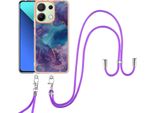 Custodia Con Cinturino Per Xiaomi Redmi Note 13 4G, Paraurti In Tpu A Fantasia, Custodia Protettiva Con Cinturino Regolabile Blu Scuro