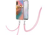 Custodia Con Cinturino Per Xiaomi Redmi 9A, Custodia In Tpu A Fantasia Con Cinturino Regolabile Oro