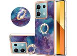 Custodia Per Xiaomi Redmi Note 13 5G, Custodia Protettiva In Silicone Tpu A Fantasia Con Supporto Ad Anello Blu Scuro