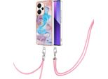 Custodia Con Cinturino Per Xiaomi Redmi Note 13 Pro+ 5G, Custodia In Tpu A Fantasia Con Cinturino Regolabile Blu