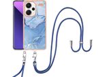 Custodia Con Cinturino Per Xiaomi Redmi Note 13 Pro+ 5G, Paraurti In Tpu A Fantasia, Custodia Protettiva Con Cinturino Regolabile Blu Chiaro