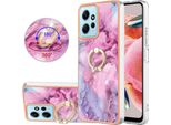 Custodia Per Xiaomi Redmi Note 12 4G, Custodia Protettiva In Silicone Tpu Bumper A Fantasia Con Supporto Ad Anello Rosa